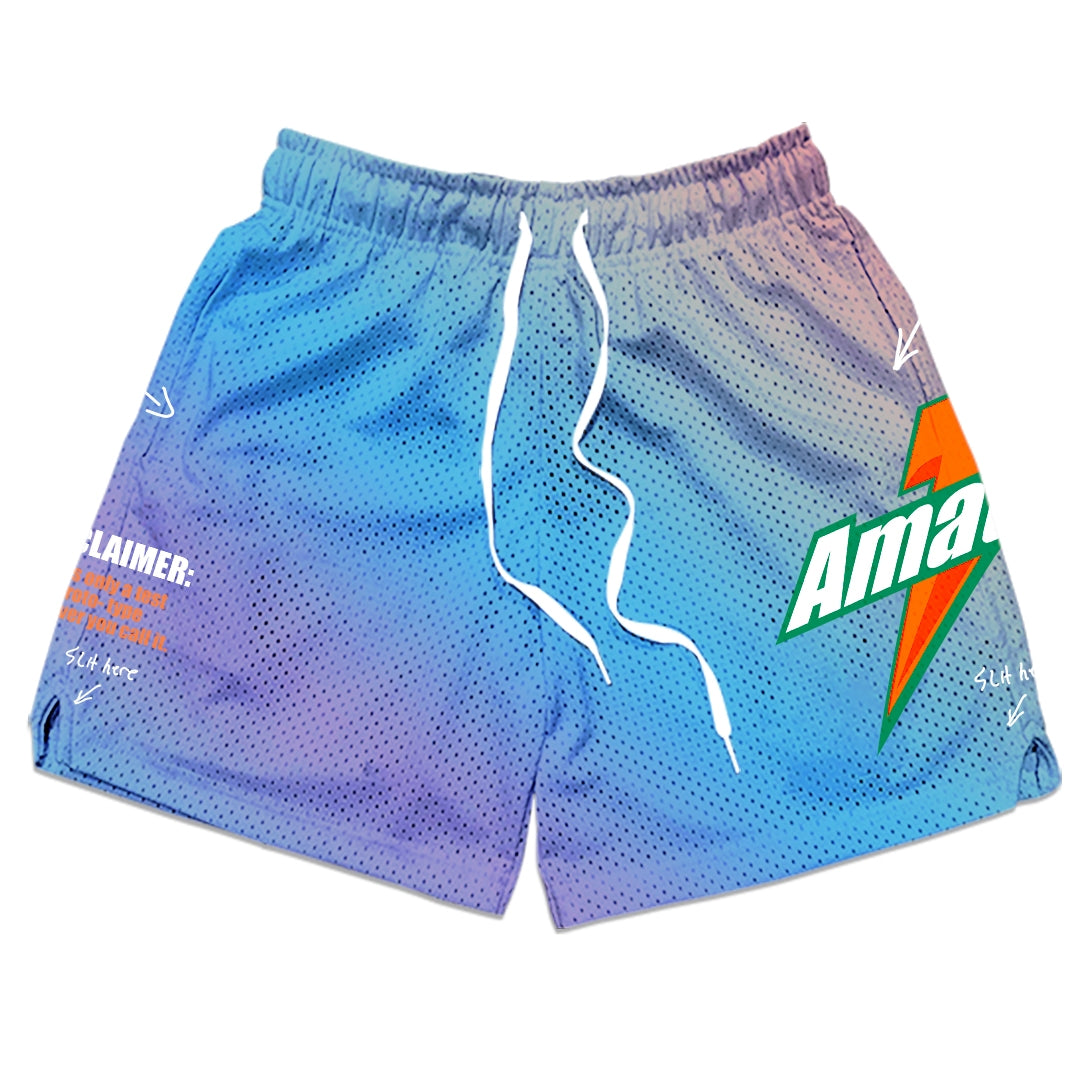 AMATEUR PASTEL TRI BLUE MESH SHORTS