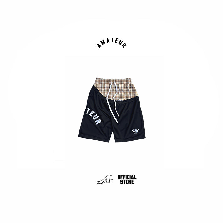 AMATEUR LOW WAIST PLAID BEIGE SHORTS