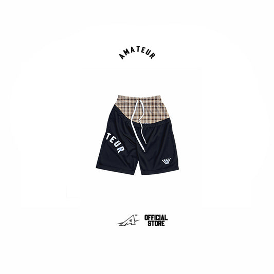 AMATEUR LOW WAIST PLAID BEIGE SHORTS