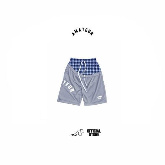 AMATEUR LOW WAIST PLAID COOL GREY SHORTS