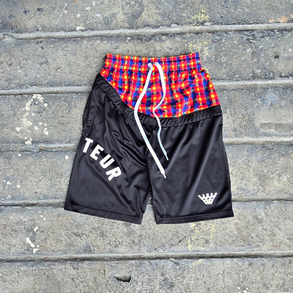 AMATEUR LOW WAIST PLAID RED SHORTS