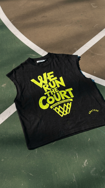 AMATEUR WE RUN THE COURT MUSCLE TEES
