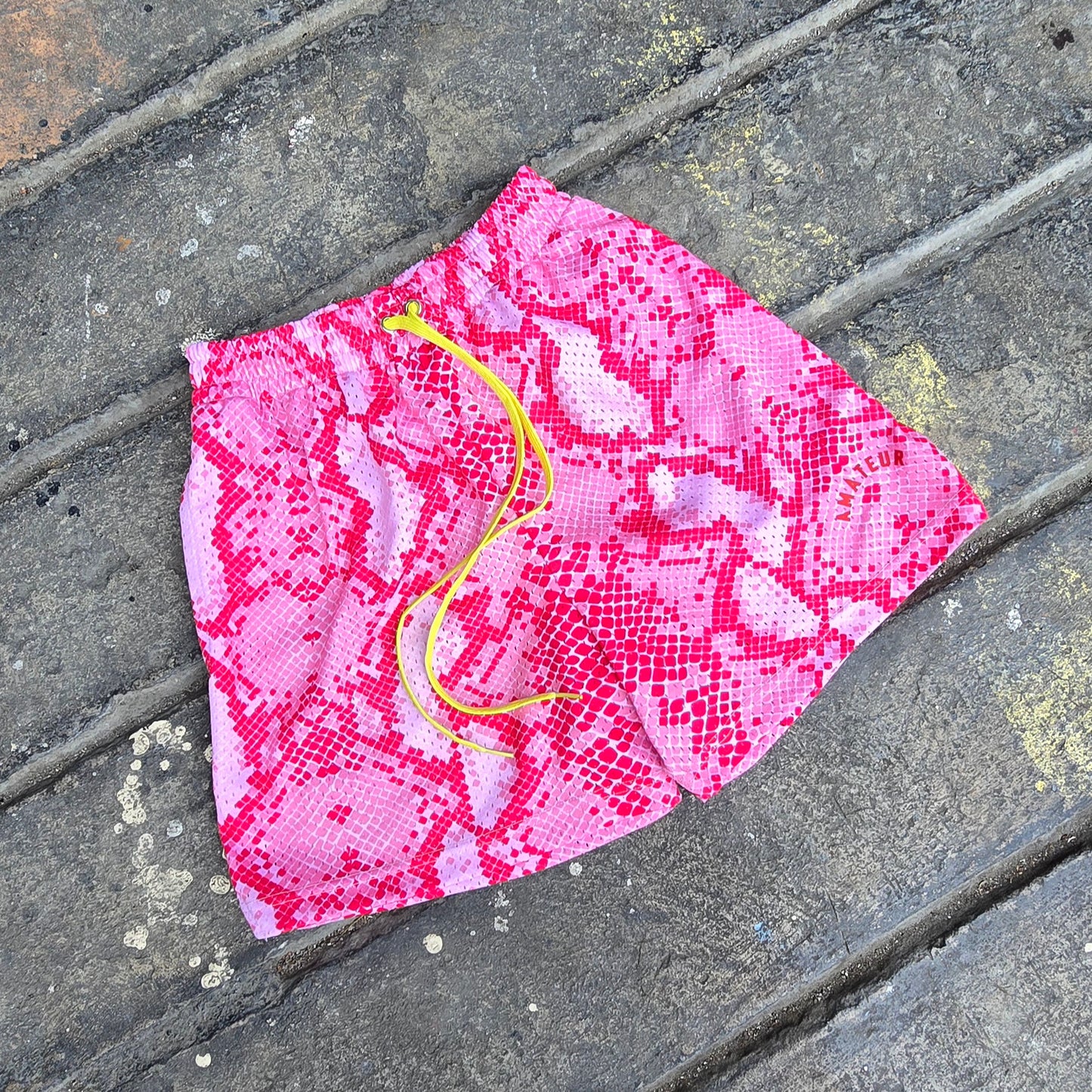AMATEUR SNAKESKIN CHAOS PINK MESH