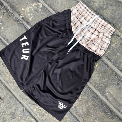 AMATEUR LOW WAIST PLAID BEIGE SHORTS