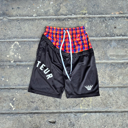 AMATEUR LOW WAIST PLAID RED SHORTS