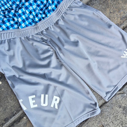 AMATEUR LOW WAIST PLAID COOL GREY SHORTS